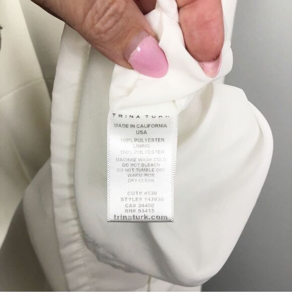 TRINA TURK | Cutout Back Pleat Front White Mini Dress Women’s Size 0 - Picture 8 of 8